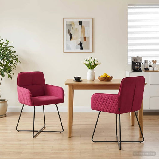 vidaXL Καρέκλες φαγητού 2 pcs Βελούδο Κόκκινο 59 x 56,5 x 86 εκ.