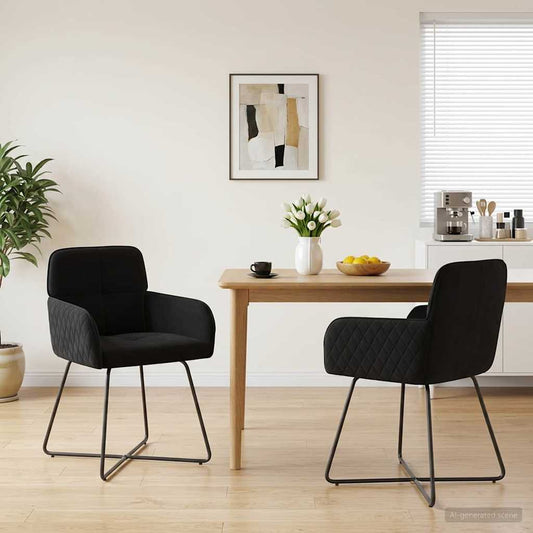vidaXL Καρέκλες φαγητού 2 pcs Βελούδο Μαύρο 59 x 56,5 x 86 εκ.