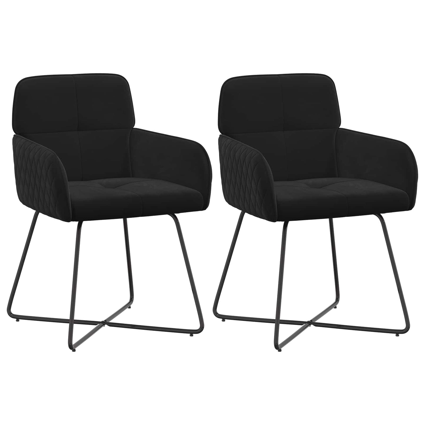 vidaXL Καρέκλες φαγητού 2 pcs Βελούδο Μαύρο 59 x 56,5 x 86 εκ.