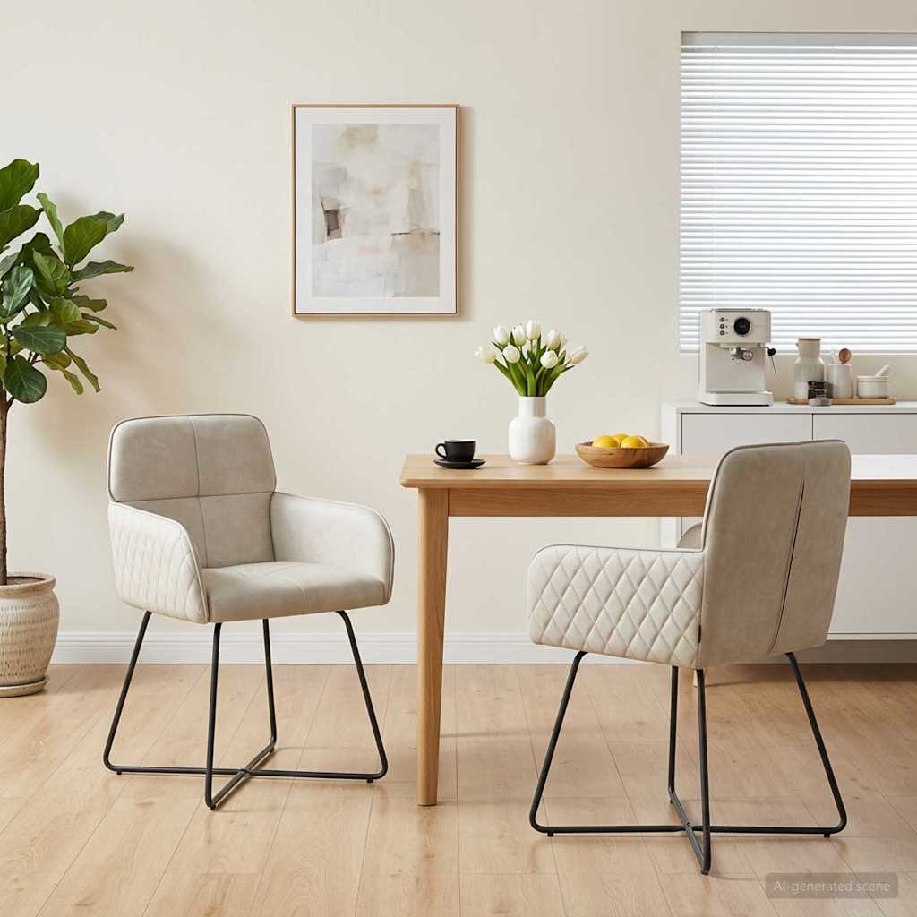 vidaXL Καρέκλες φαγητού 2 pcs Βελούδο Κρεμ 59 x 56,5 x 86 εκ.