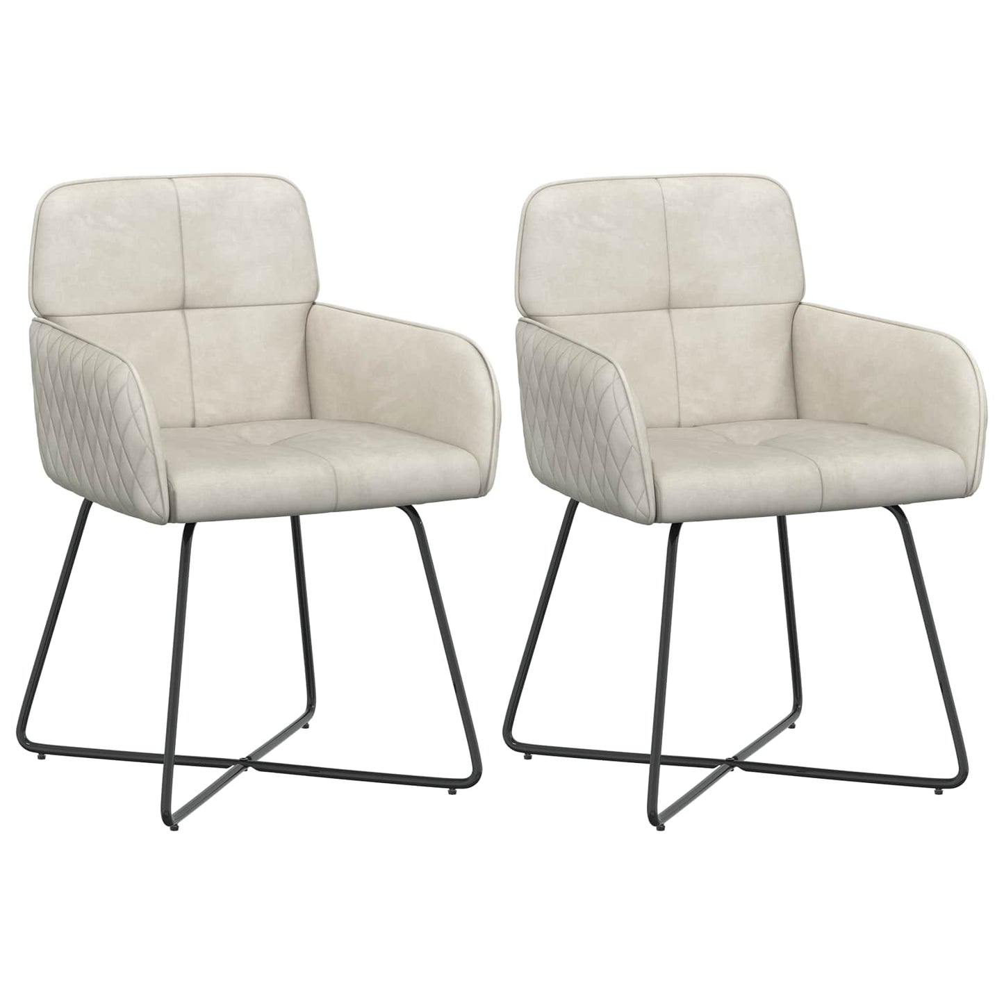 vidaXL Καρέκλες φαγητού 2 pcs Βελούδο Κρεμ 59 x 56,5 x 86 εκ.