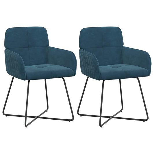 vidaXL Καρέκλες φαγητού 2 pcs Βελούδο Μπλε 59 x 56,5 x 86 εκ.