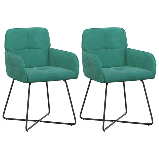 vidaXL Καρέκλες φαγητού 2 pcs Βελούδο Τιρκουάζ 59 x 56,5 x 86 εκ.