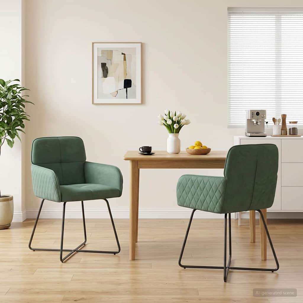 vidaXL Καρέκλες φαγητού 2 pcs Βελούδο Θαλασσί 59 x 56,5 x 86 εκ.