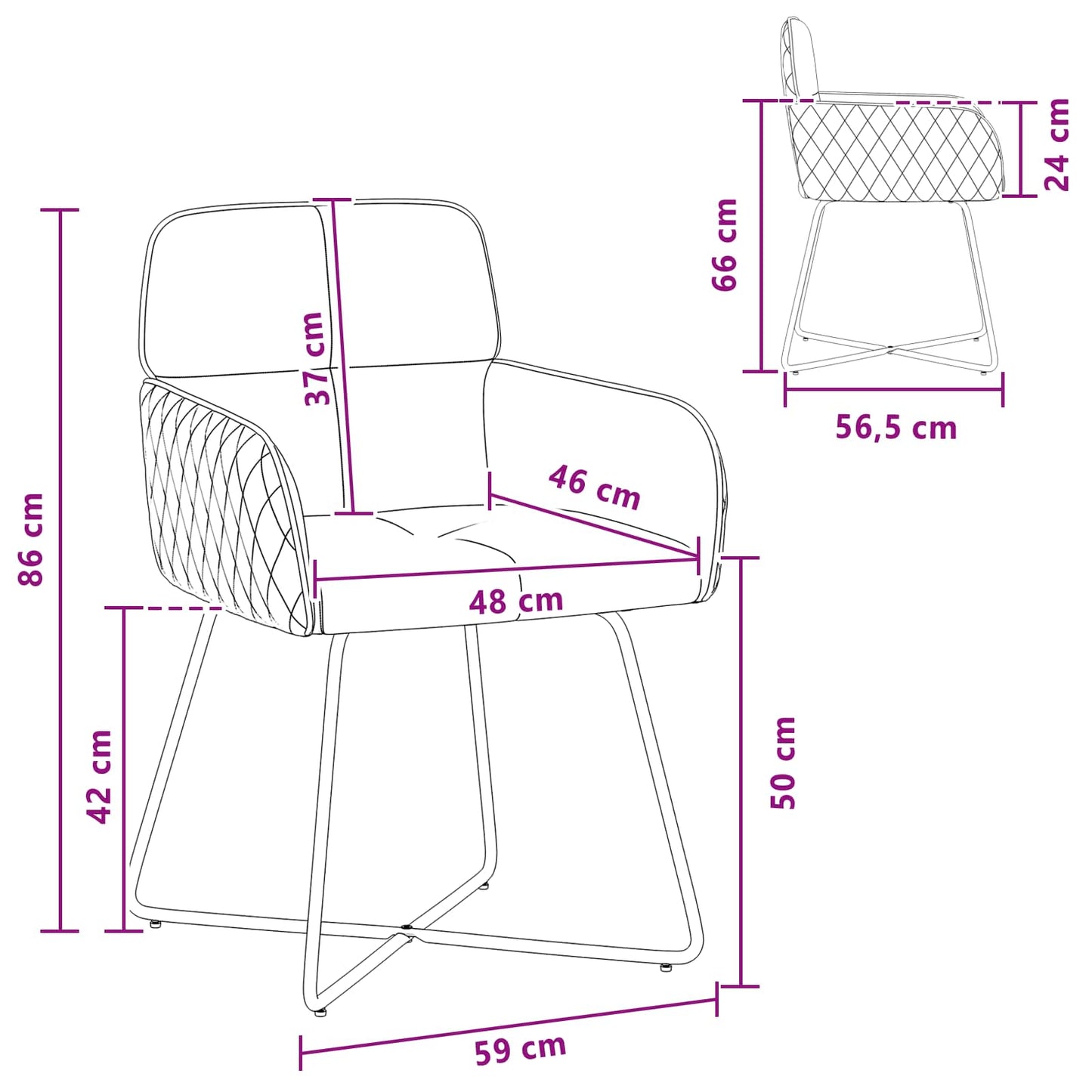 vidaXL Καρέκλες φαγητού 2 pcs Βελούδο Θαλασσί 59 x 56,5 x 86 εκ.