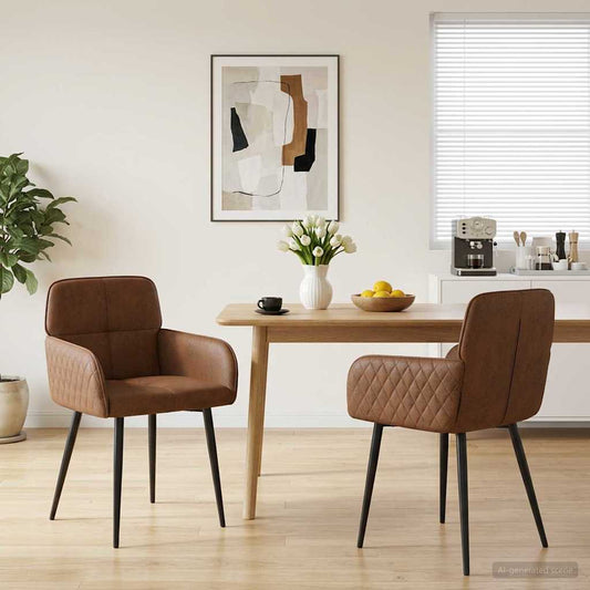 vidaXL Καρέκλες φαγητού 2 pcs Φιλικό Δερμάτινο Σουέντ Καφέ