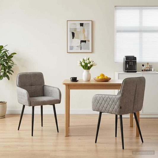 vidaXL Καρέκλες φαγητού 2 pcs Φιλικό Δερμάτινο Σουέντ Ανοιχτό γκρι