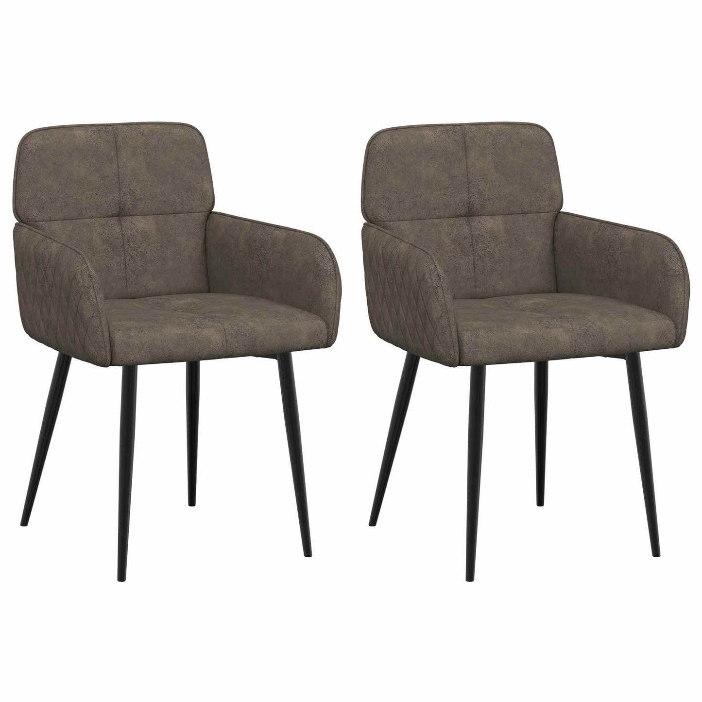 vidaXL Καρέκλες φαγητού 2 pcs Φιλικό Δερμάτινο Σουέντ Σκούρο Γκρι