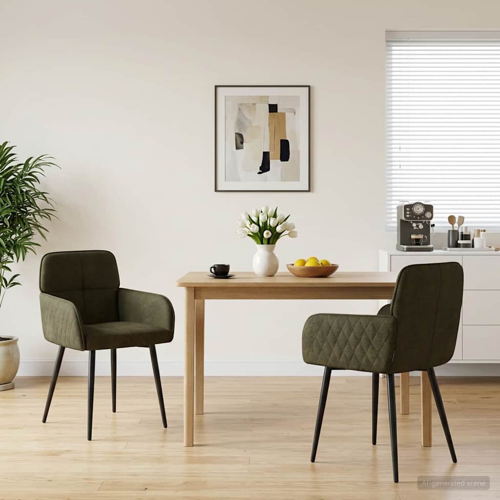 vidaXL Καρέκλες φαγητού 2 pcs Φιλικό Δερμάτινο Σουέντ 59x56,5x85εκ