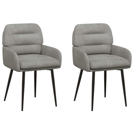 vidaXL Καρέκλες φαγητού 2 pcs Βελούδο Ανοιχτό γκρι 59 x 59,5 x 90 εκ