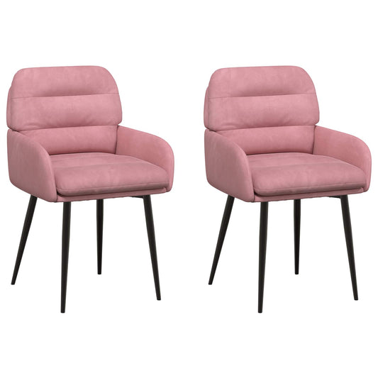 vidaXL Καρέκλες φαγητού 2 pcs Βελούδο Ροζ 59 x 59,5 x 90 εκ