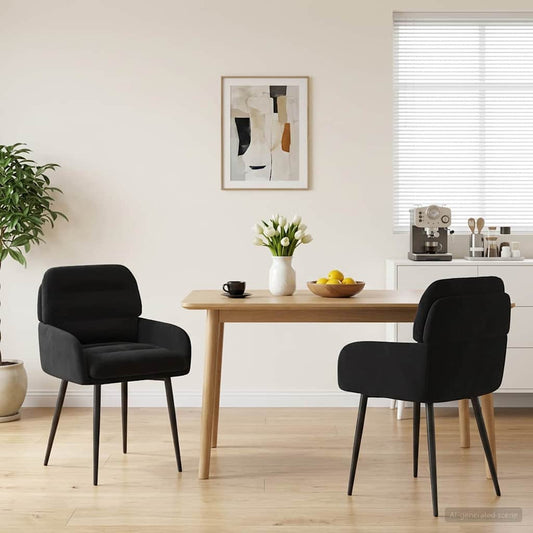 vidaXL Καρέκλες φαγητού 2 pcs Βελούδο Μαύρο 59 x 59,5 x 90 εκ