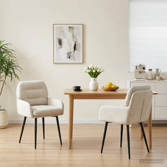 vidaXL Καρέκλες φαγητού 2 pcs Βελούδο Κρεμ 59 x 59,5 x 90 εκ