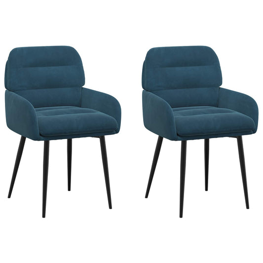 vidaXL Καρέκλες φαγητού 2 pcs Βελούδο Μπλε 59 x 59,5 x 90 εκ