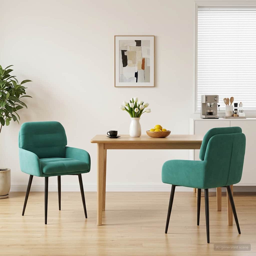 vidaXL Καρέκλες φαγητού 2 pcs Βελούδο Τιρκουάζ 59 x 59,5 x 90 εκ