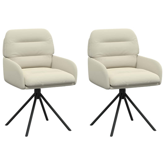 vidaXL Γυριστές καρέκλες φαγητού 2 pcs Τεχνητό Δέρμα Κρεμ