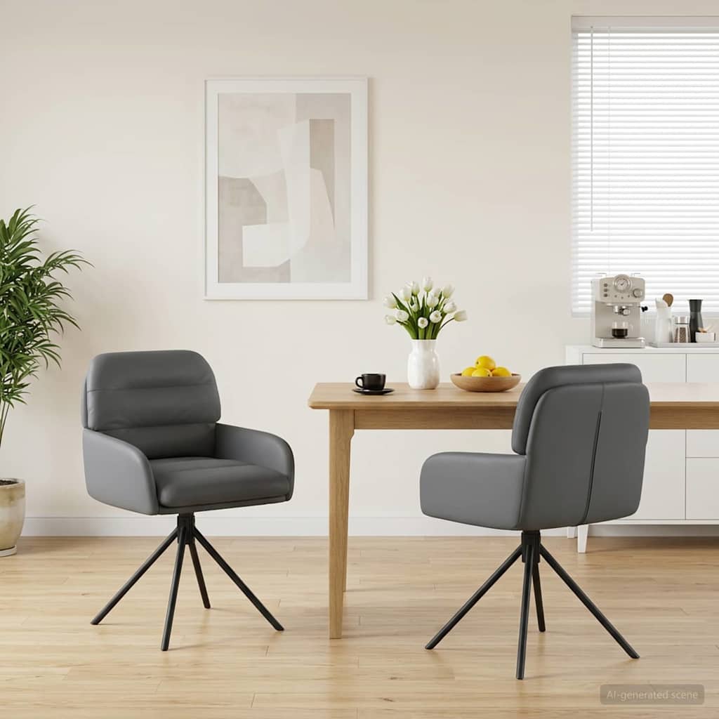 vidaXL Γυριστές καρέκλες φαγητού 2 pcs Τεχνητό Δέρμα Γκρι