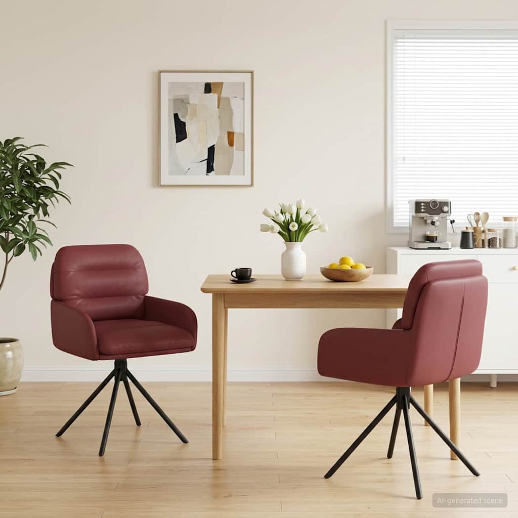 vidaXL Γυριστές καρέκλες φαγητού 2 pcs Τεχνητό Δέρμα Κόκκινο