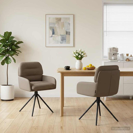 vidaXL Γυριστές καρέκλες φαγητού 2 pcs Τεχνητό Δέρμα Καπουτσίνο