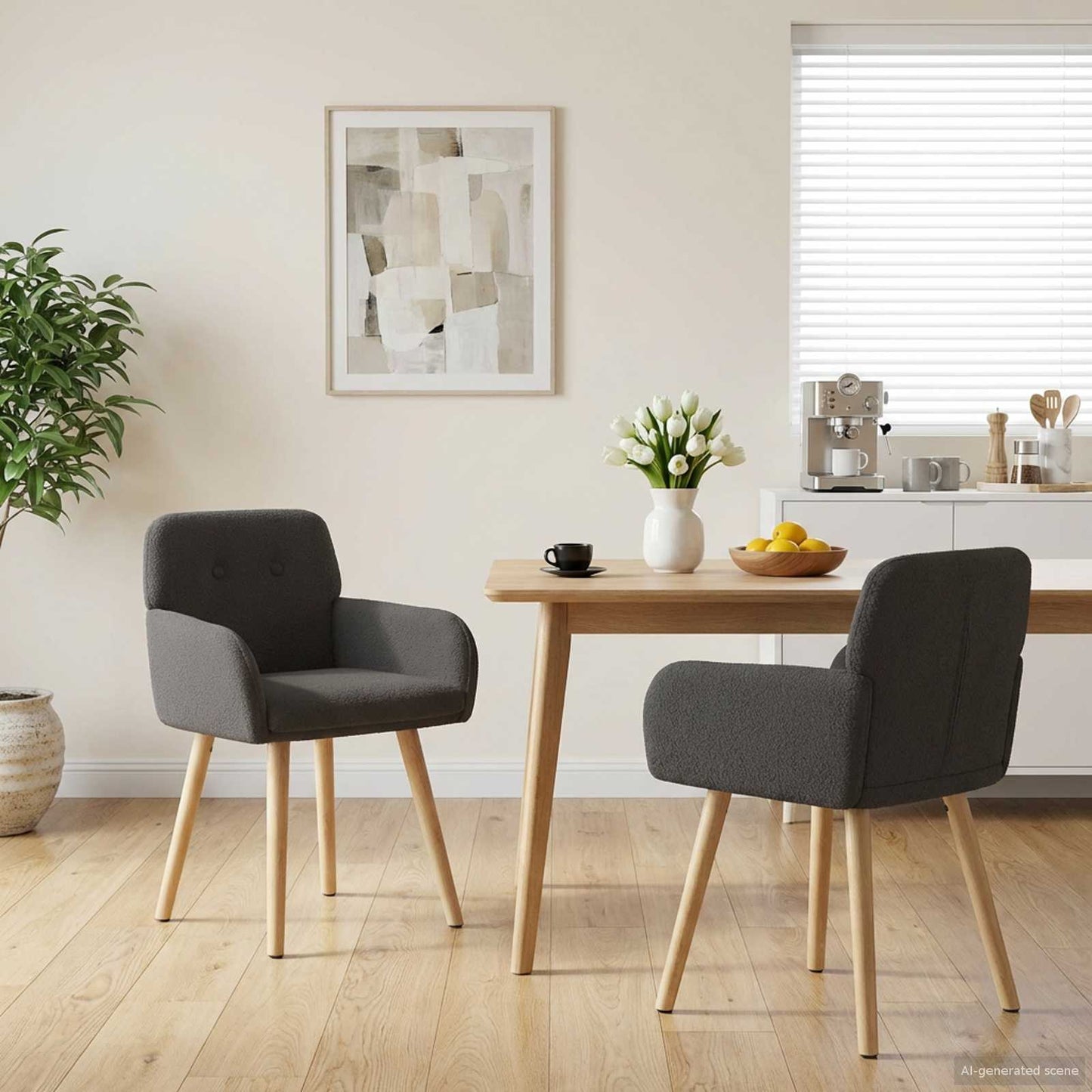 vidaXL Καρέκλες φαγητού 2 pcs Μπουκλέ Σκούρο Γκρι 59 x 57 x 85 εκ.