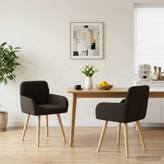 vidaXL Καρέκλες φαγητού 2 pcs Μπουκλέ Μαύρο 59 x 57 x 85 εκ.
