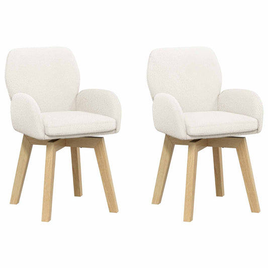 vidaXL Γυριστές καρέκλες φαγητού 2 pcs Μπουκλέ Κρεμ 54 x 58 x 87 εκ.
