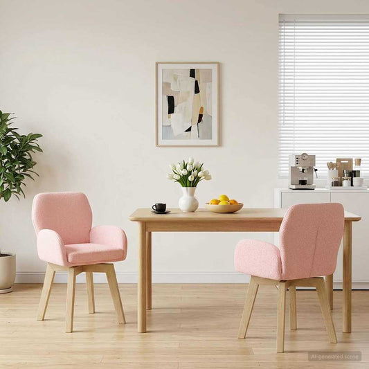 vidaXL Γυριστές καρέκλες φαγητού 2 pcs Μπουκλέ Ροζ 54 x 58 x 87 εκ.