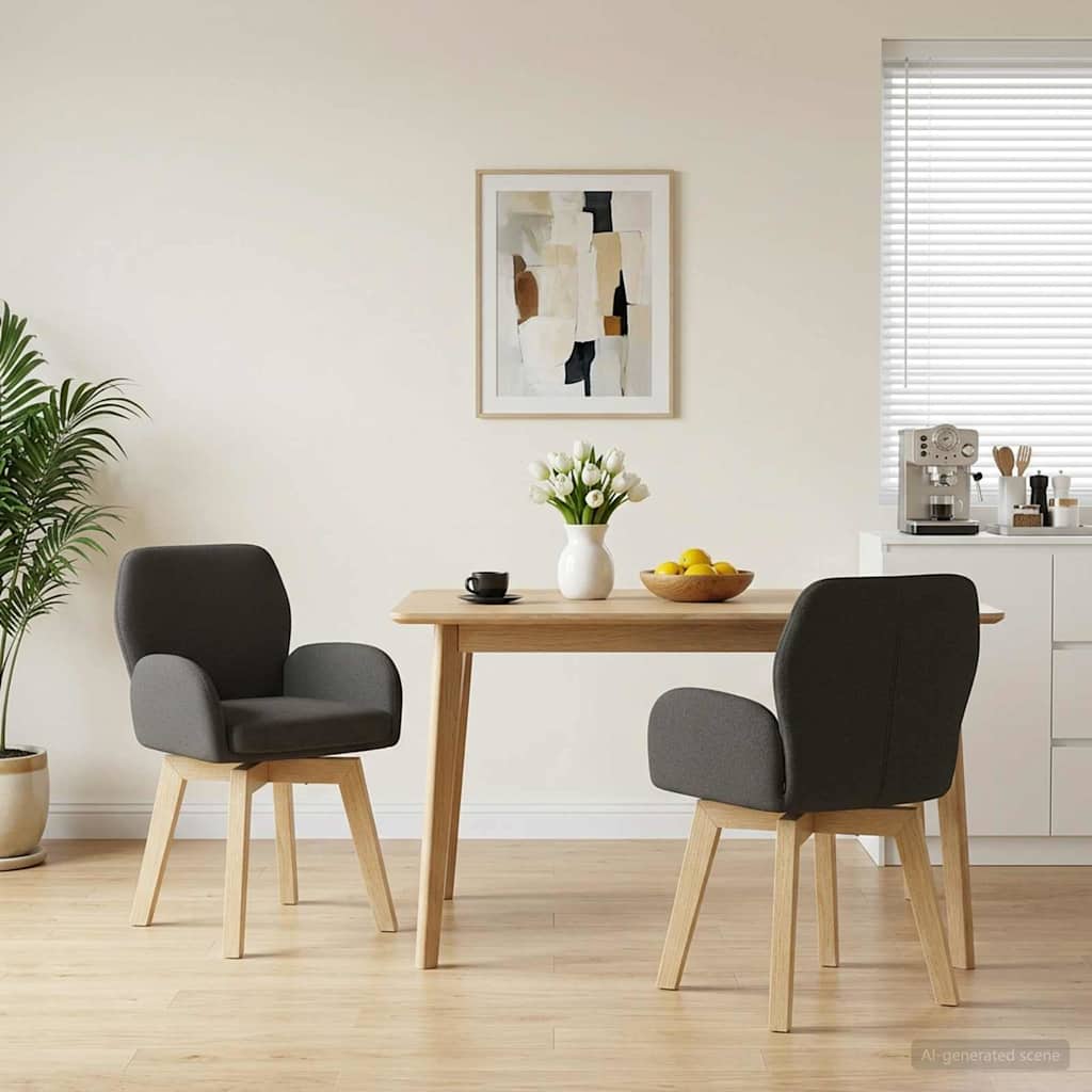 vidaXL Γυριστές καρέκλες φαγητού 2 pcs Μπουκλέ Σκούρο Γκρι