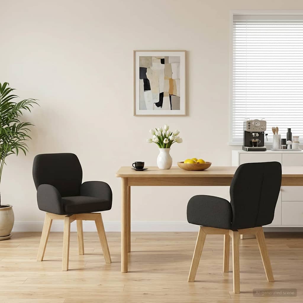 vidaXL Γυριστές καρέκλες φαγητού 2 pcs Μπουκλέ Μαύρο 54 x 58 x 87 εκ.