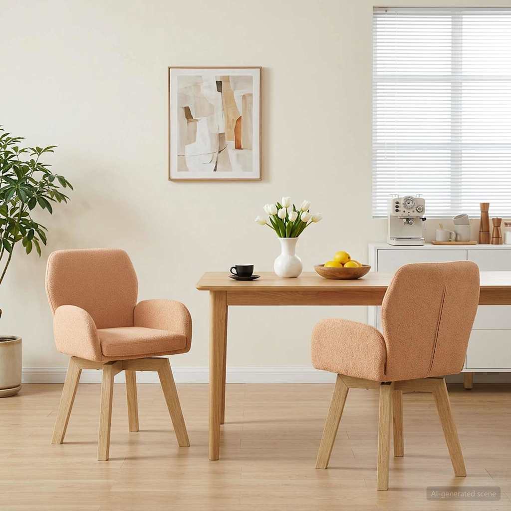 vidaXL Γυριστές καρέκλες φαγητού 2 pcs Μπουκλέ Μπεζ 54 x 58 x 87 εκ.