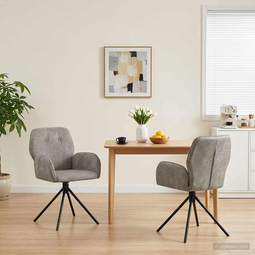 vidaXL Γυριστές καρέκλες φαγητού 2 pcs Φιλικό Δερμάτινο Σουέντ