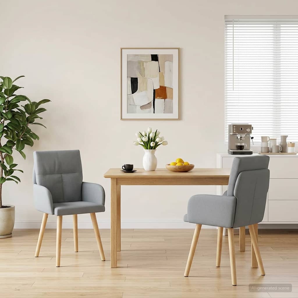 vidaXL Καρέκλες φαγητού 2 pcs Ύφασμα Ανοιχτό γκρι 60 x 56 x 96 εκ