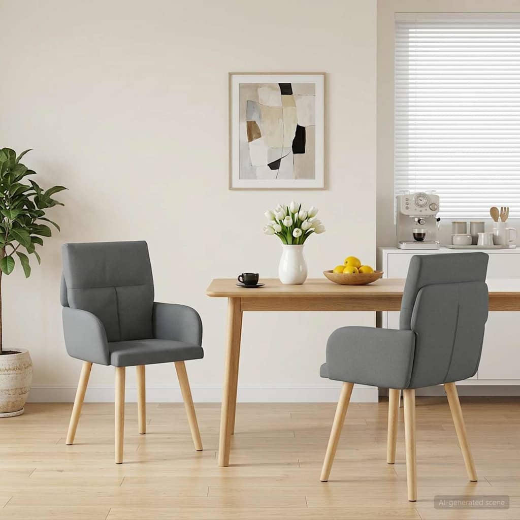 vidaXL Καρέκλες φαγητού 2 pcs Ύφασμα Σκούρο Γκρι 60 x 56 x 96 εκ