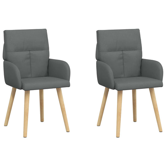 vidaXL Καρέκλες φαγητού 2 pcs Ύφασμα Σκούρο Γκρι 60 x 56 x 96 εκ