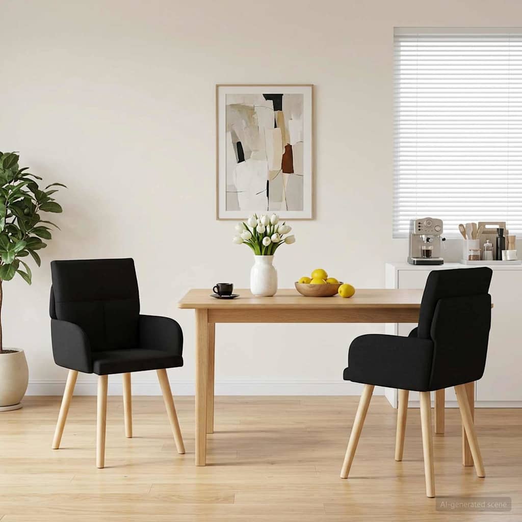 vidaXL Καρέκλες φαγητού 2 pcs Ύφασμα Μαύρο 60 x 56 x 96 εκ