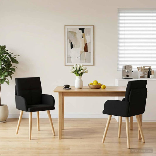 vidaXL Καρέκλες φαγητού 2 pcs Ύφασμα Μαύρο 60 x 56 x 96 εκ