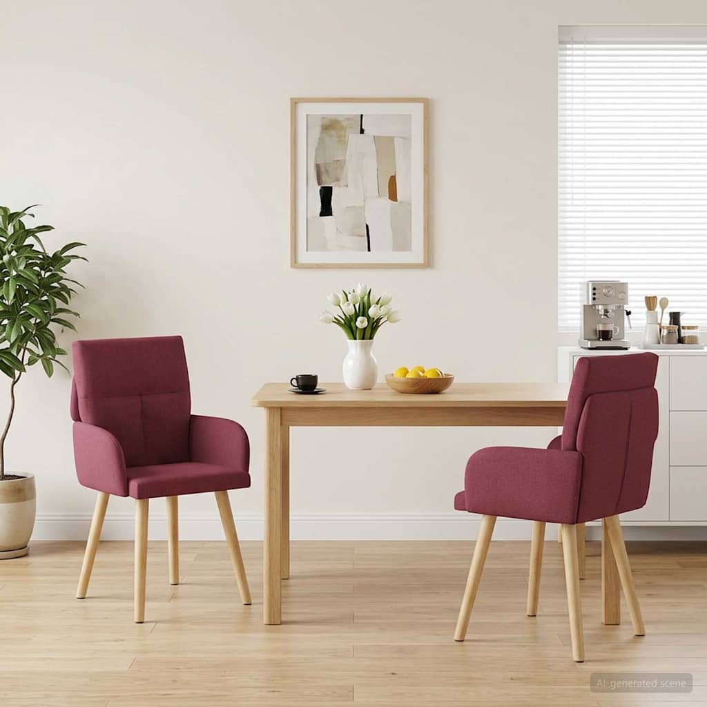 vidaXL Καρέκλες φαγητού 2 pcs Ύφασμα Κόκκινο 60 x 56 x 96 εκ