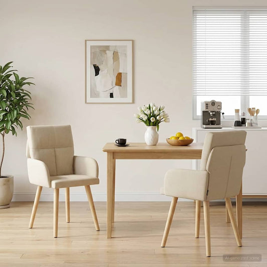 vidaXL Καρέκλες φαγητού 2 pcs Ύφασμα Κρεμ 60 x 56 x 96 εκ