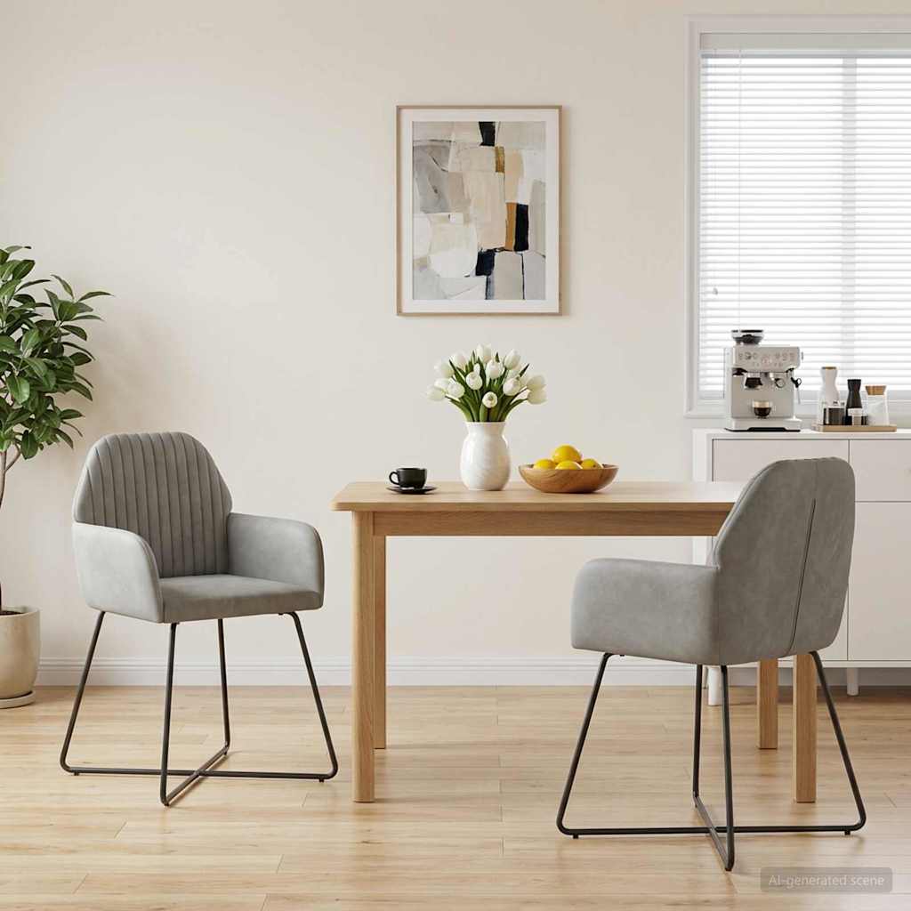 vidaXL Καρέκλες φαγητού 2 pcs Βελούδο Ανοιχτό γκρι 55 x 50 x 84 εκ.