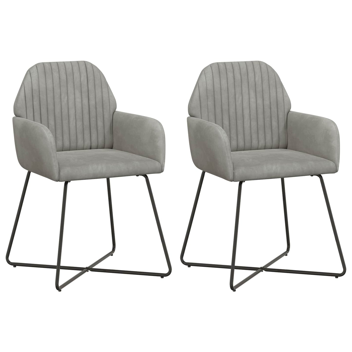 vidaXL Καρέκλες φαγητού 2 pcs Βελούδο Ανοιχτό γκρι 55 x 50 x 84 εκ.
