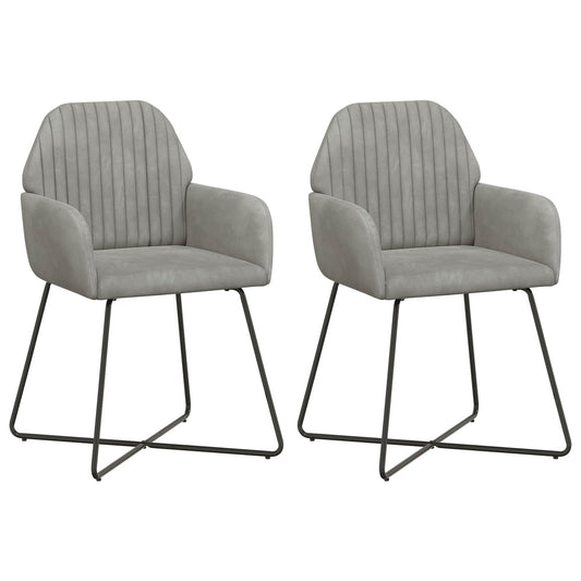 vidaXL Καρέκλες φαγητού 2 pcs Βελούδο Ανοιχτό γκρι 55 x 50 x 84 εκ.