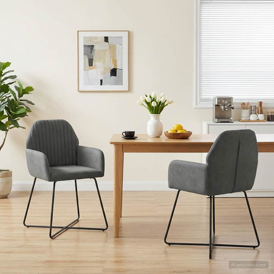 vidaXL Καρέκλες φαγητού 2 pcs Βελούδο Σκούρο Γκρι 55 x 50 x 84 εκ.