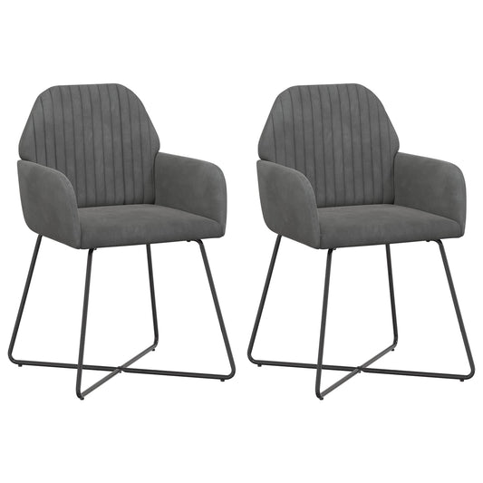 vidaXL Καρέκλες φαγητού 2 pcs Βελούδο Σκούρο Γκρι 55 x 50 x 84 εκ.