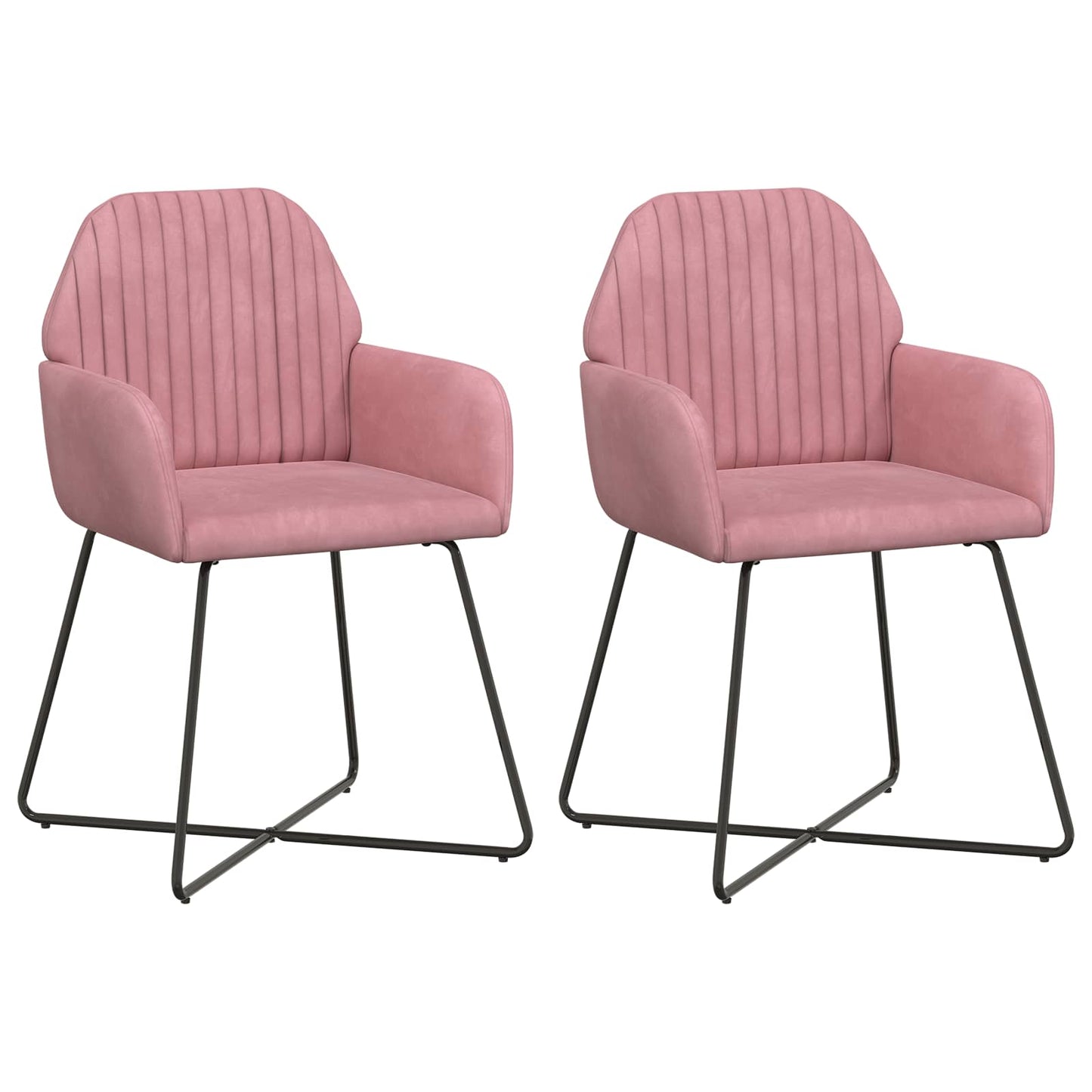 vidaXL Καρέκλες φαγητού 2 pcs Βελούδο Ροζ 55 x 50 x 84 εκ.