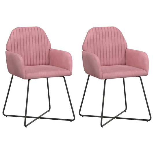 vidaXL Καρέκλες φαγητού 2 pcs Βελούδο Ροζ 55 x 50 x 84 εκ.