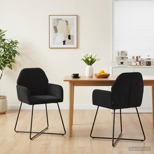 vidaXL Καρέκλες φαγητού 2 pcs Βελούδο Μαύρο 55 x 50 x 84 εκ.