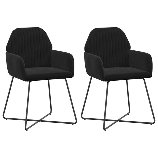 vidaXL Καρέκλες φαγητού 2 pcs Βελούδο Μαύρο 55 x 50 x 84 εκ.