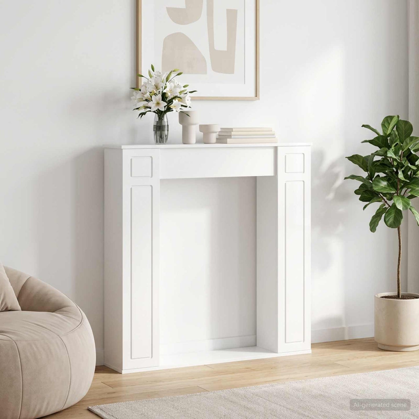 vidaXL Περίβλημα τζακιού Γυαλιστερό Λευκό 100 x 20 x 100 cm