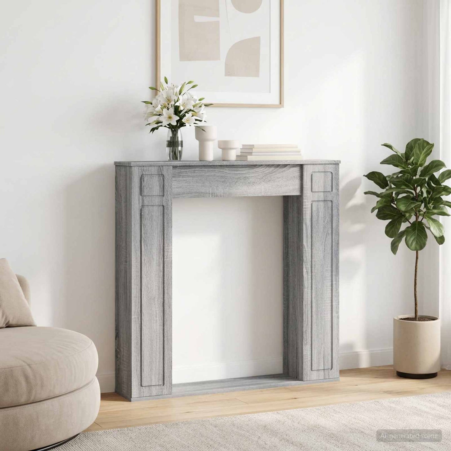 vidaXL Περίβλημα τζακιού Γκρι Sonoma 100 x 20 x 100 cm