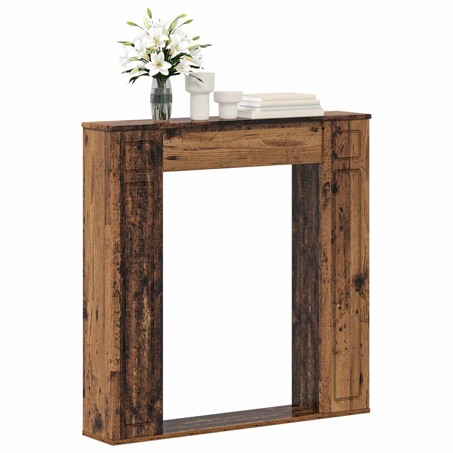 vidaXL Περίβλημα τζακιού Παλαιωμένο ξύλο 100 x 20 x 100 cm